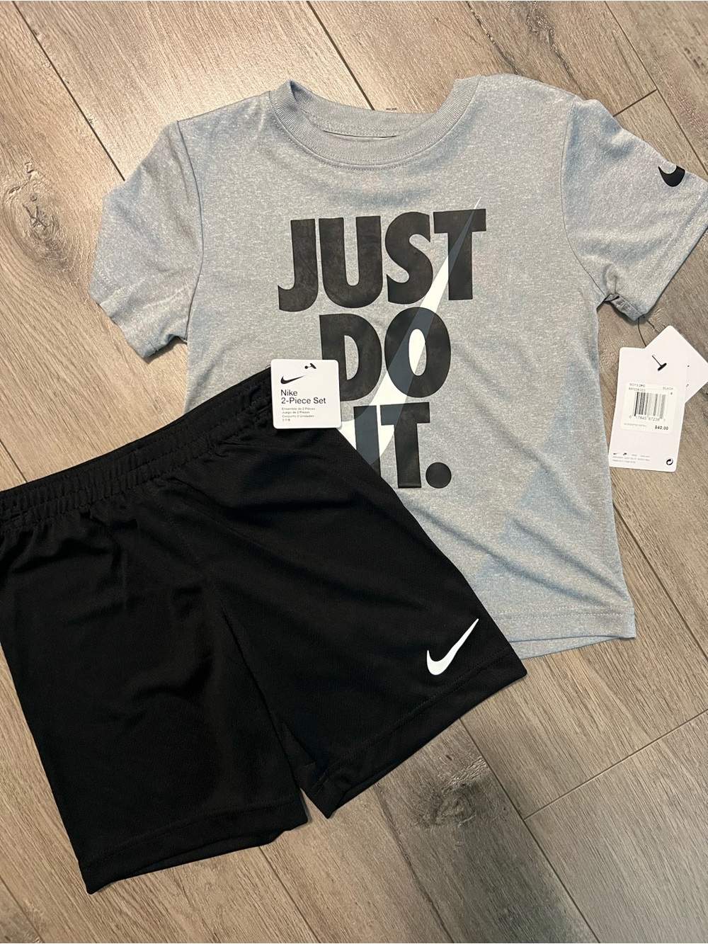 Nike Gray 'Just Do It.' Tee with Black Nike Shorts